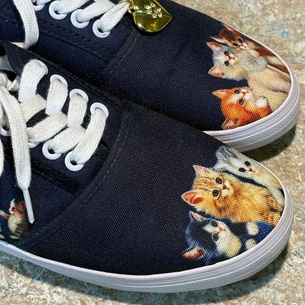 Bradford Exchange Jurgen Scholz Kitty Cat Kitten Canvas Art Lace Up Shoes Size 7